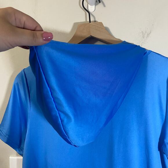 Spyder Short Sleeve Hooded Lightweight Light Blue Short Athleisure Dress Sz XL - Picture 7 of 8